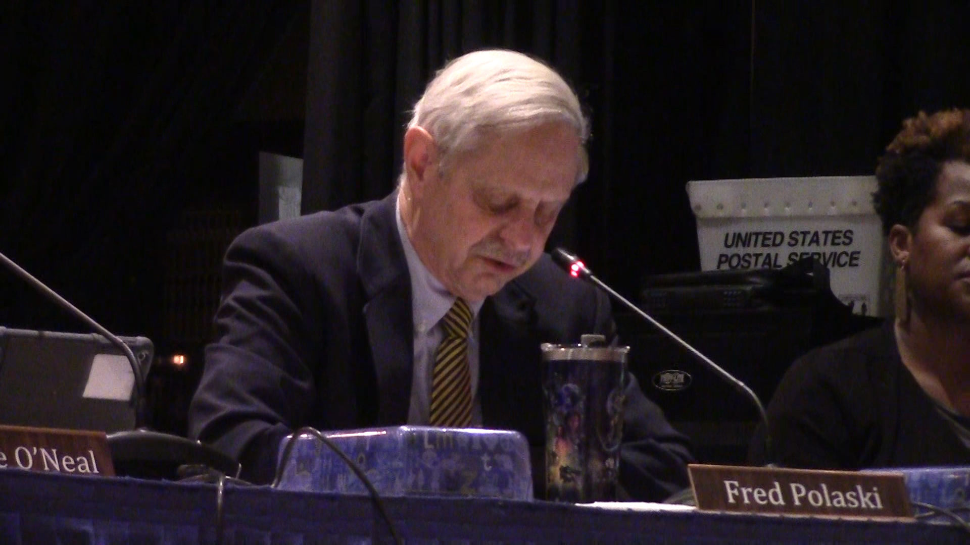 Fred Polaski speaks during a February 11, 2020 Christina School Board meeting